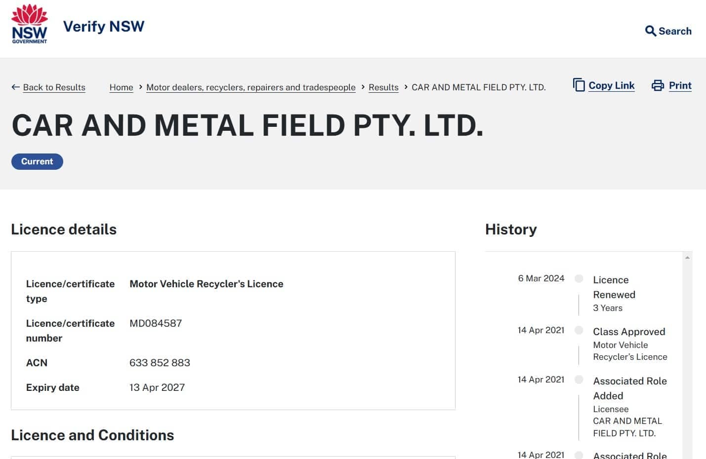 Austick Car Removal's Vehicle Recycler's License Austick Car Removal's Vehicle Recycler's License