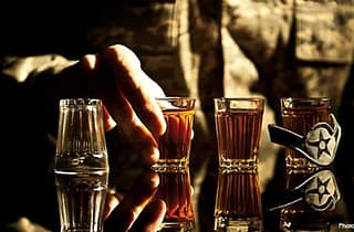 shots of whisky on table
